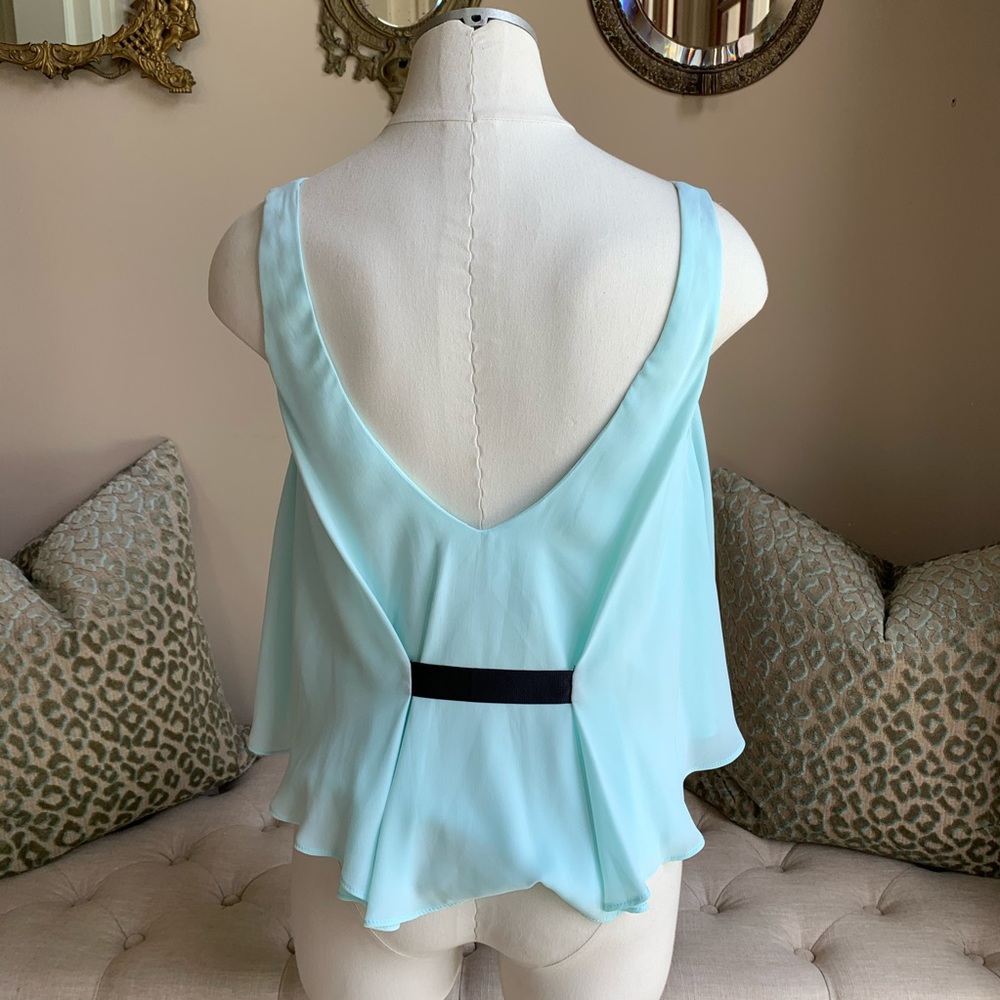 Zara Light Teal Blue Flowy Tank